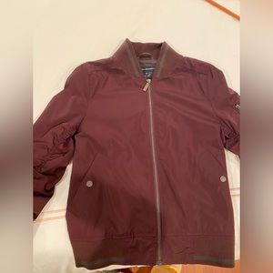 French Connection burgundy ruched nylon bomber